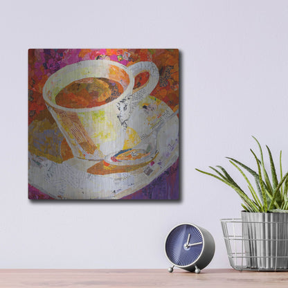 Luxe Metal Art 'Cafe au Lait' by St. Hilaire Elizabeth, Metal Wall Art,12x12