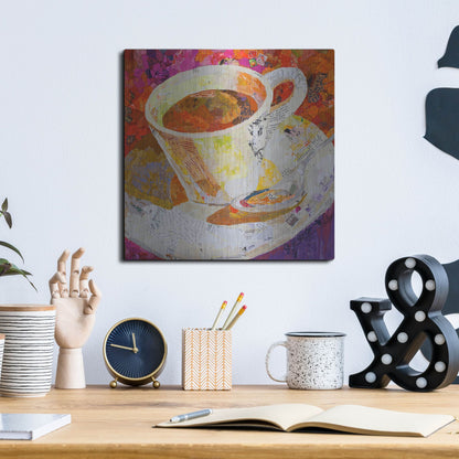 Luxe Metal Art 'Cafe au Lait' by St. Hilaire Elizabeth, Metal Wall Art,12x12