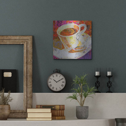 Luxe Metal Art 'Cafe au Lait' by St. Hilaire Elizabeth, Metal Wall Art,12x12