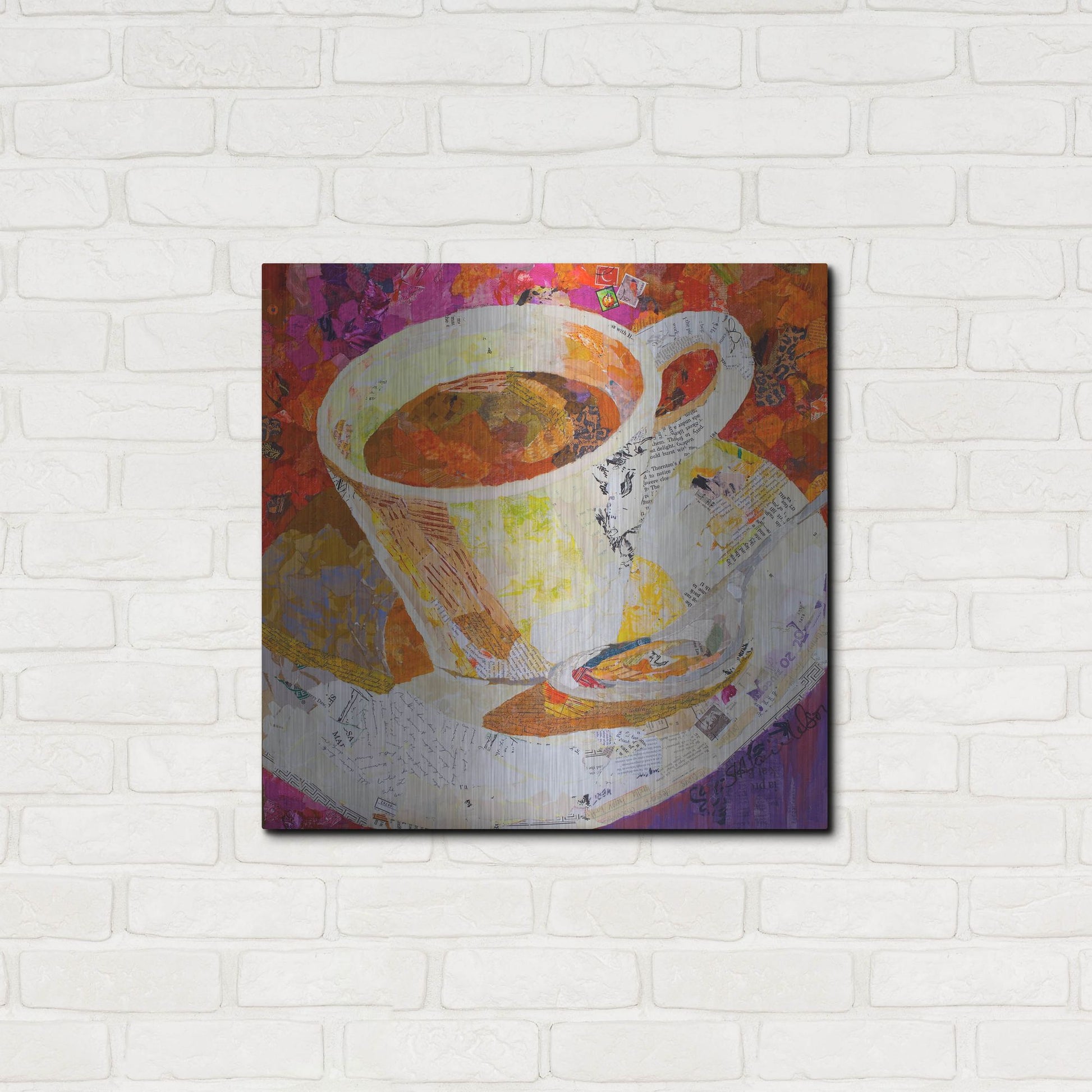 Luxe Metal Art 'Cafe au Lait' by St. Hilaire Elizabeth, Metal Wall Art,24x24