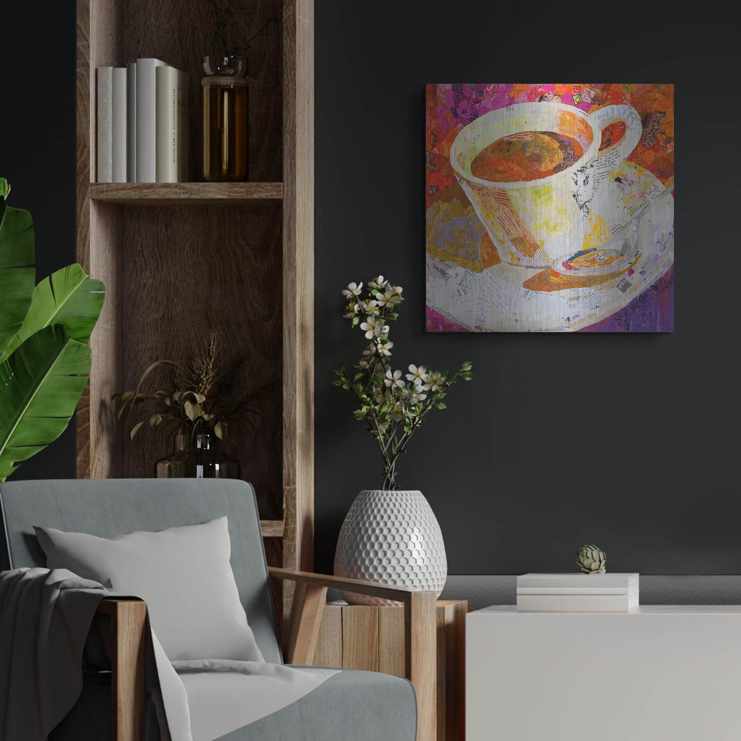 Luxe Metal Art 'Cafe au Lait' by St. Hilaire Elizabeth, Metal Wall Art,24x24