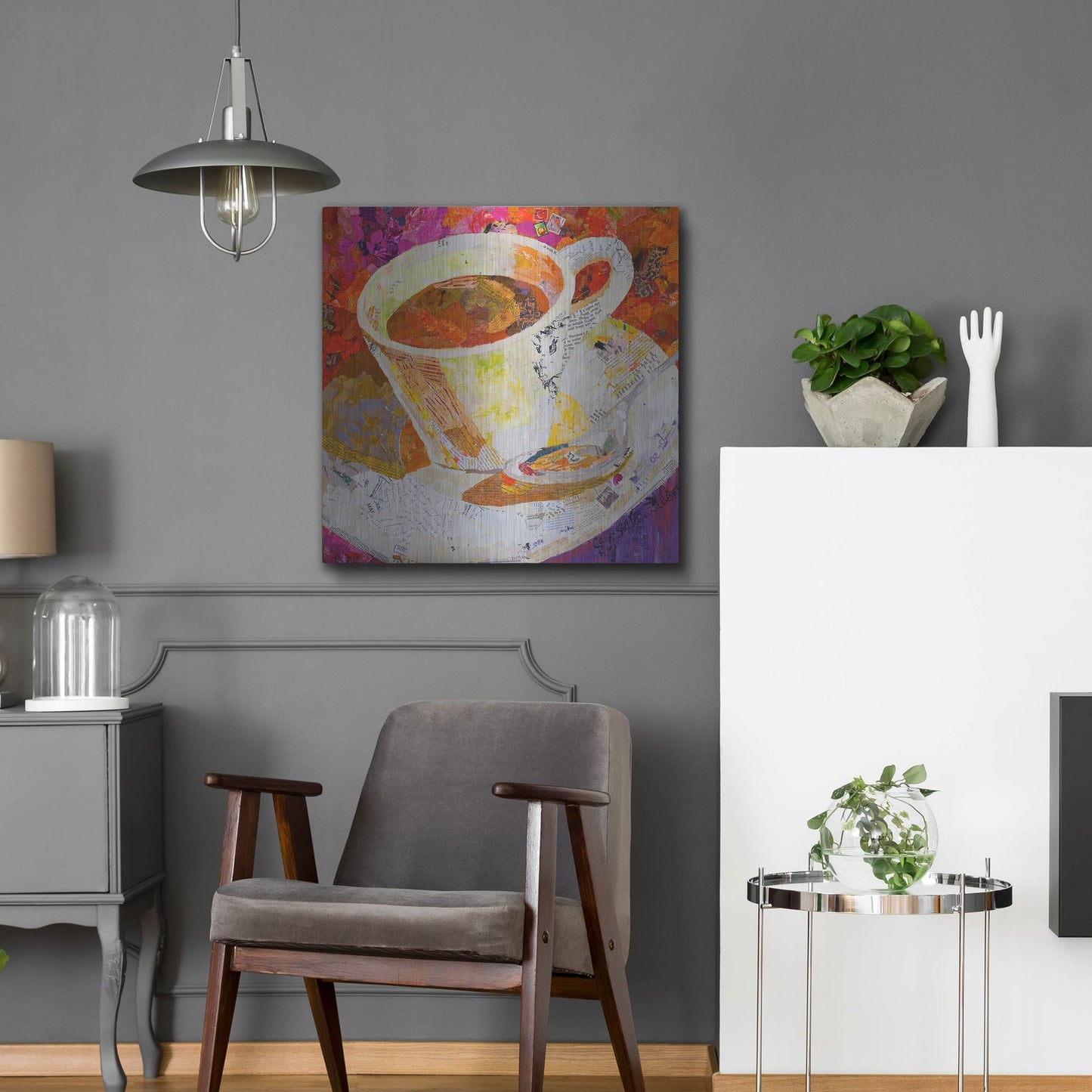 Luxe Metal Art 'Cafe au Lait' by St. Hilaire Elizabeth, Metal Wall Art,24x24