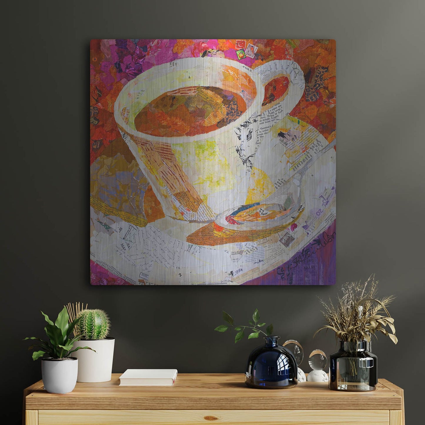 Luxe Metal Art 'Cafe au Lait' by St. Hilaire Elizabeth, Metal Wall Art,24x24
