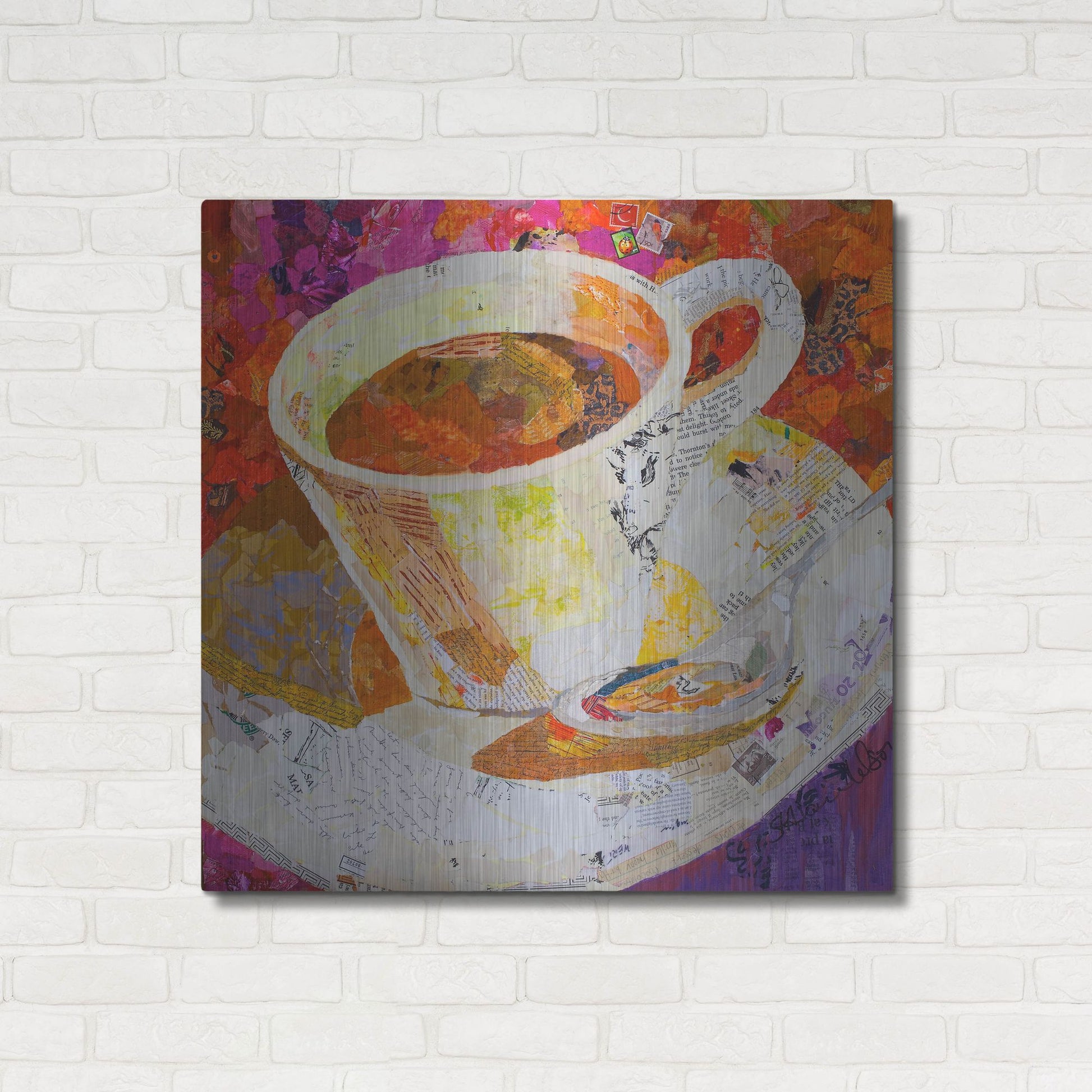 Luxe Metal Art 'Cafe au Lait' by St. Hilaire Elizabeth, Metal Wall Art,36x36