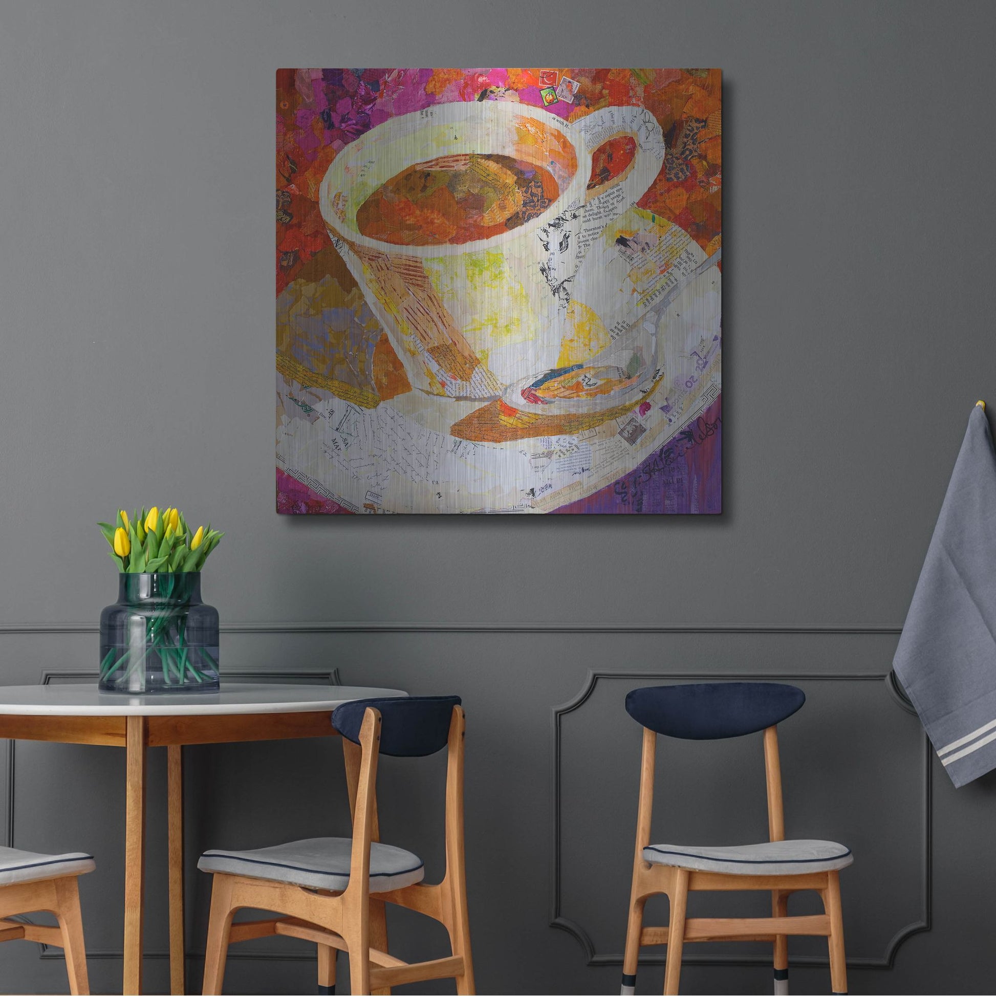 Luxe Metal Art 'Cafe au Lait' by St. Hilaire Elizabeth, Metal Wall Art,36x36