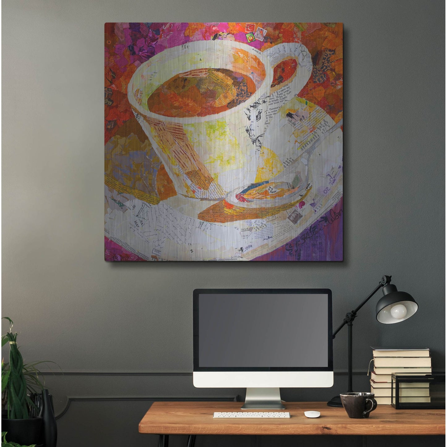 Luxe Metal Art 'Cafe au Lait' by St. Hilaire Elizabeth, Metal Wall Art,36x36