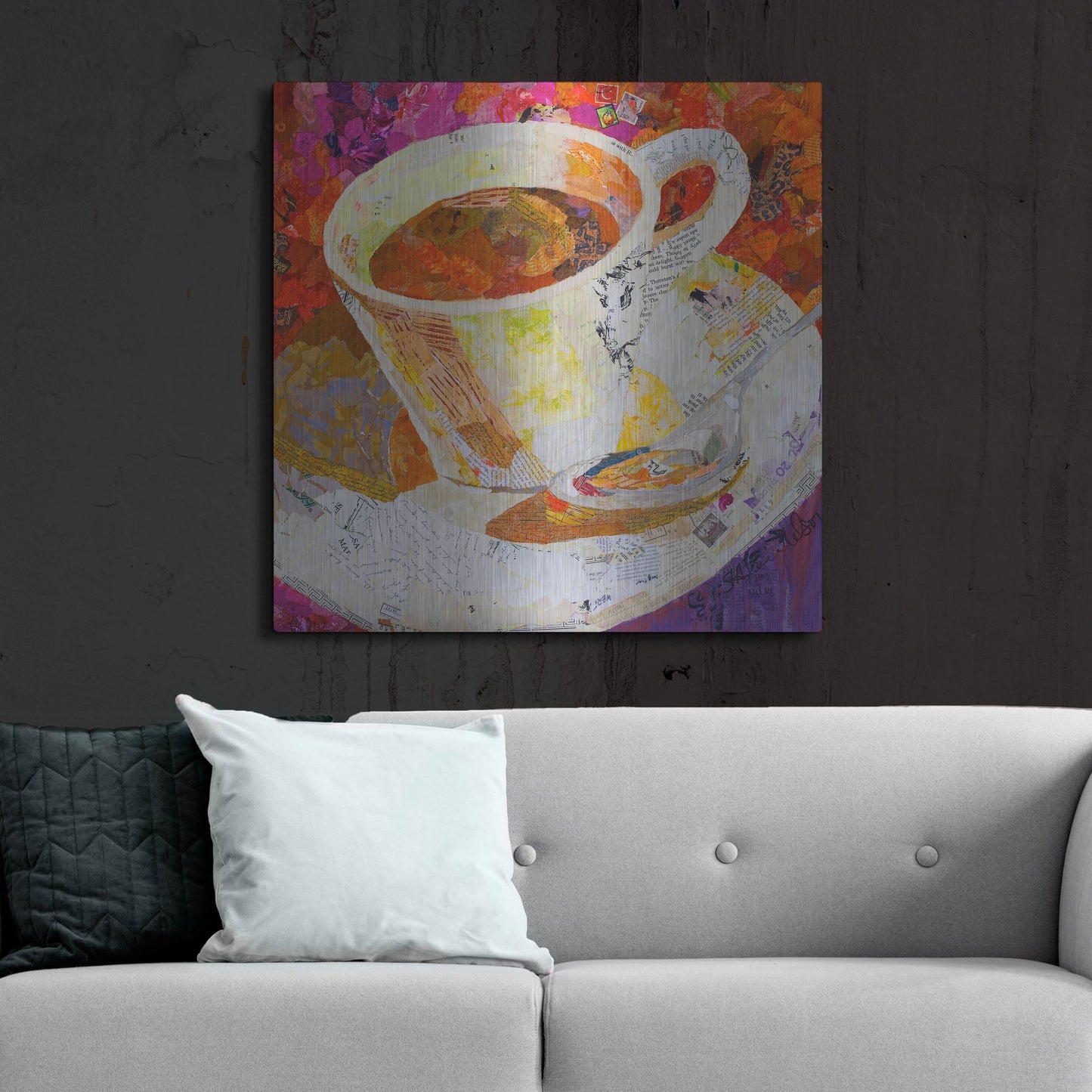 Luxe Metal Art 'Cafe au Lait' by St. Hilaire Elizabeth, Metal Wall Art,36x36