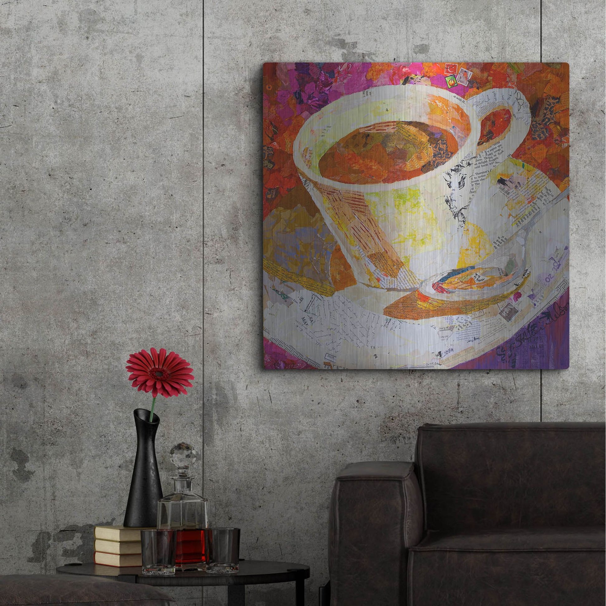 Luxe Metal Art 'Cafe au Lait' by St. Hilaire Elizabeth, Metal Wall Art,36x36