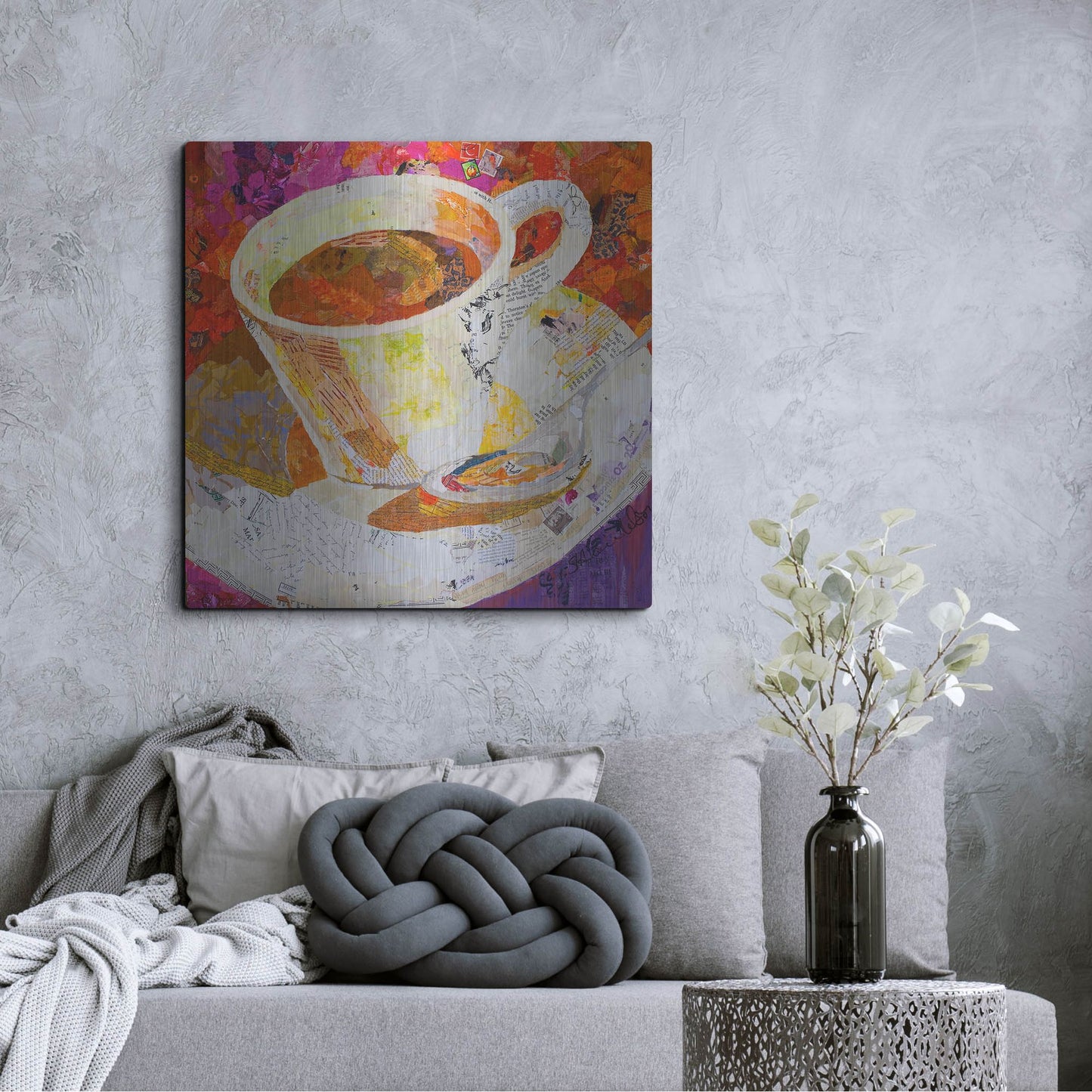Luxe Metal Art 'Cafe au Lait' by St. Hilaire Elizabeth, Metal Wall Art,36x36
