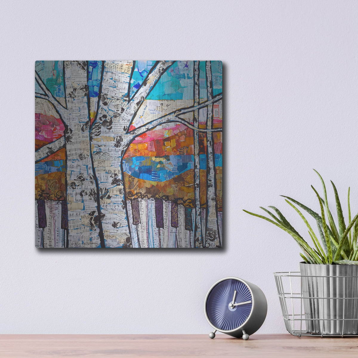 Luxe Metal Art 'Birch Keys 2' by St. Hilaire Elizabeth, Metal Wall Art,12x12