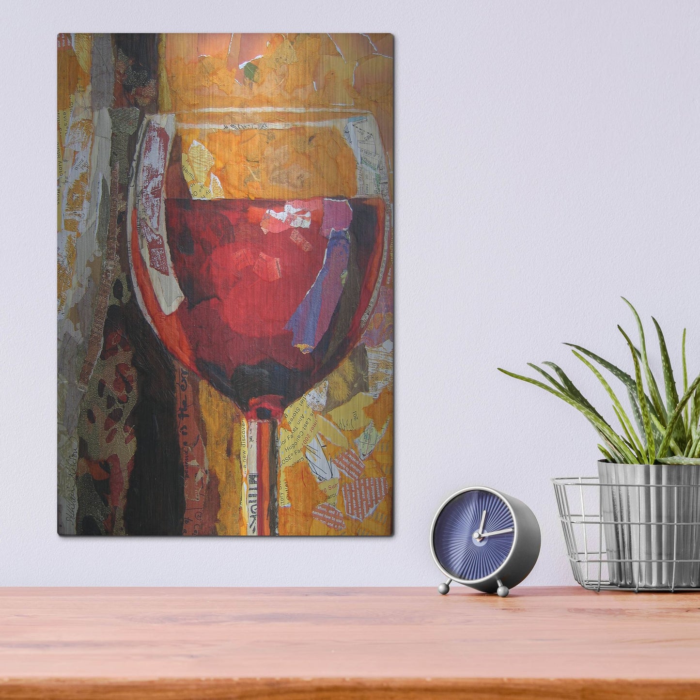 Luxe Metal Art 'Vino' by St. Hilaire Elizabeth, Metal Wall Art,12x16