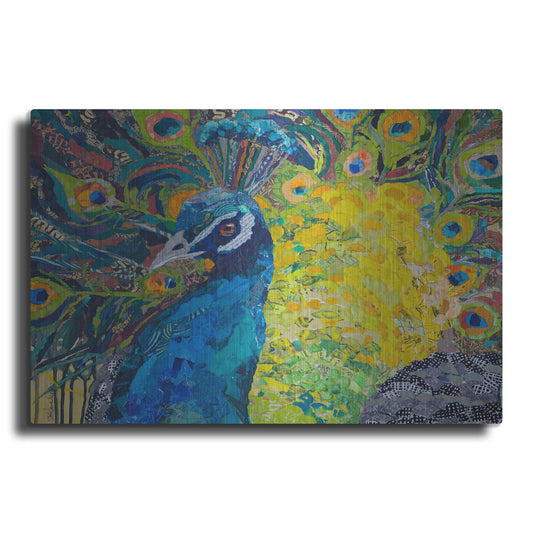 Luxe Metal Art 'Poised Peacock 2' by St. Hilaire Elizabeth, Metal Wall Art