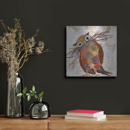 Luxe Metal Art 'Curious Owl 2' by St. Hilaire Elizabeth, Metal Wall Art,12x12