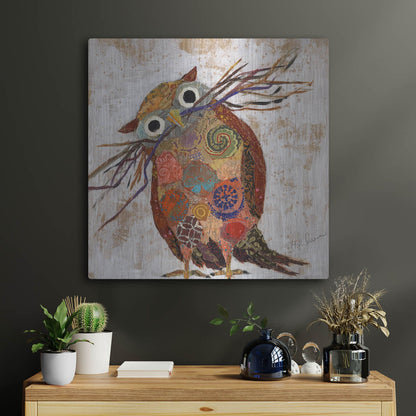 Luxe Metal Art 'Curious Owl 2' by St. Hilaire Elizabeth, Metal Wall Art,24x24