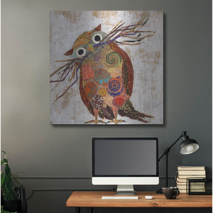 Luxe Metal Art 'Curious Owl 2' by St. Hilaire Elizabeth, Metal Wall Art,36x36