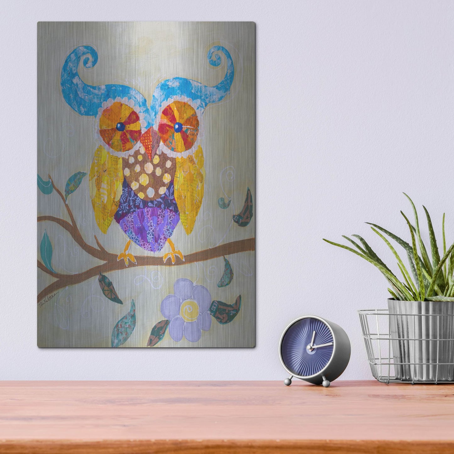 Luxe Metal Art 'Owl Always Love You' by St. Hilaire Elizabeth, Metal Wall Art,12x16