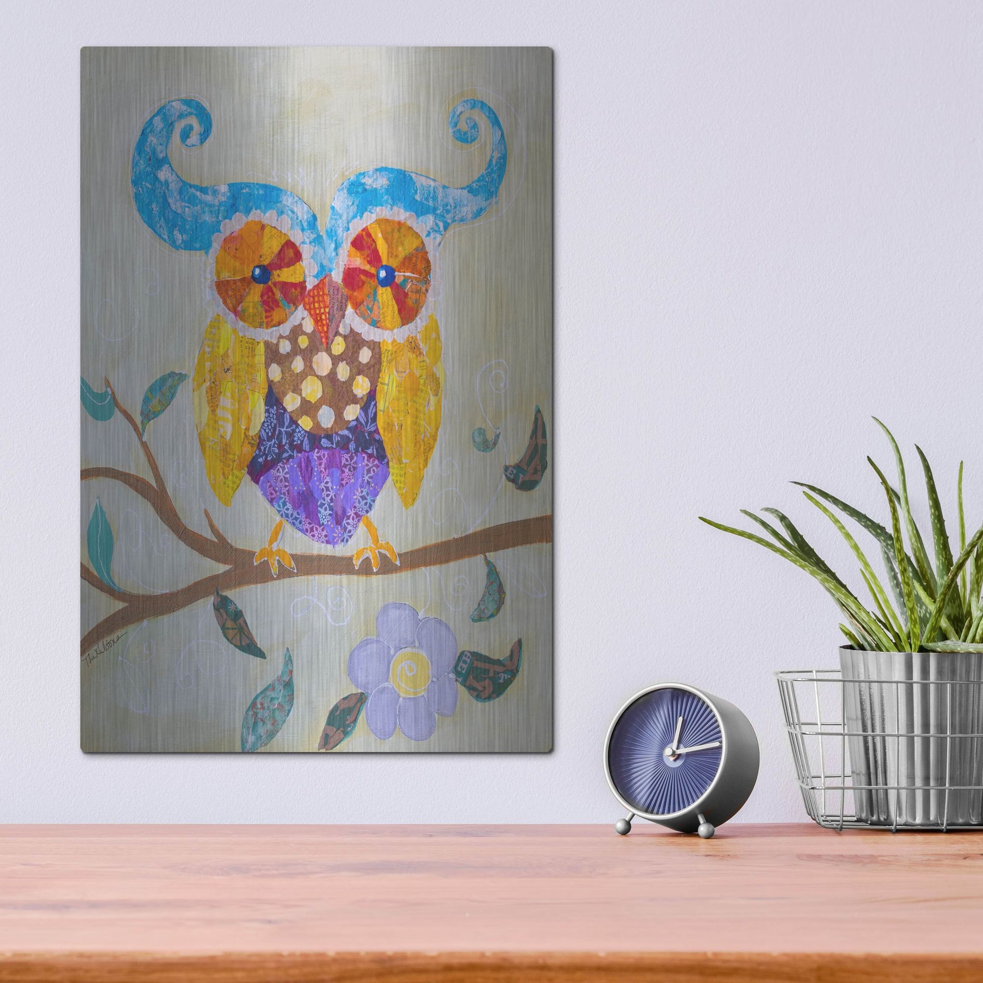 Luxe Metal Art 'Owl Always Love You' by St. Hilaire Elizabeth, Metal Wall Art,12x16