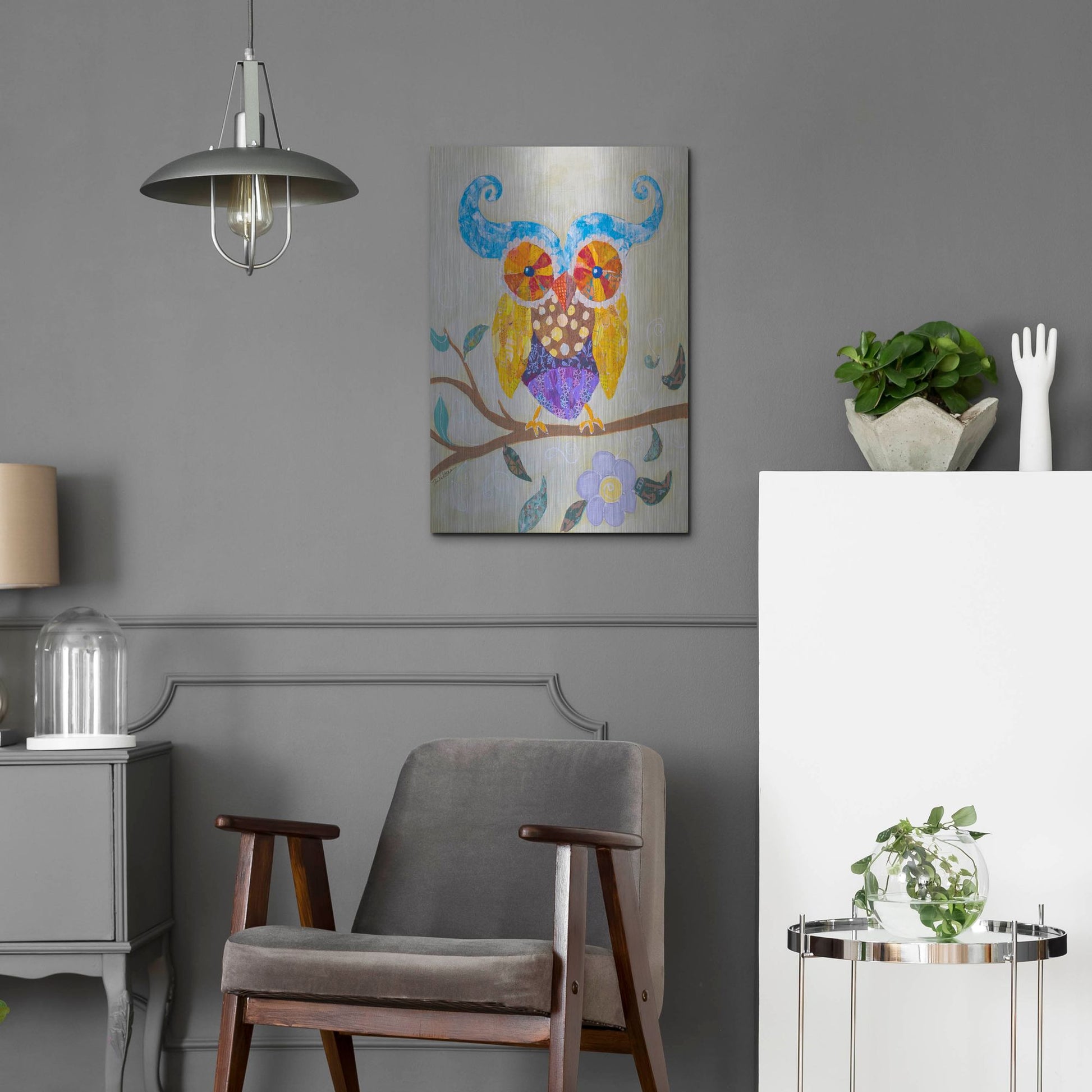 Luxe Metal Art 'Owl Always Love You' by St. Hilaire Elizabeth, Metal Wall Art,16x24