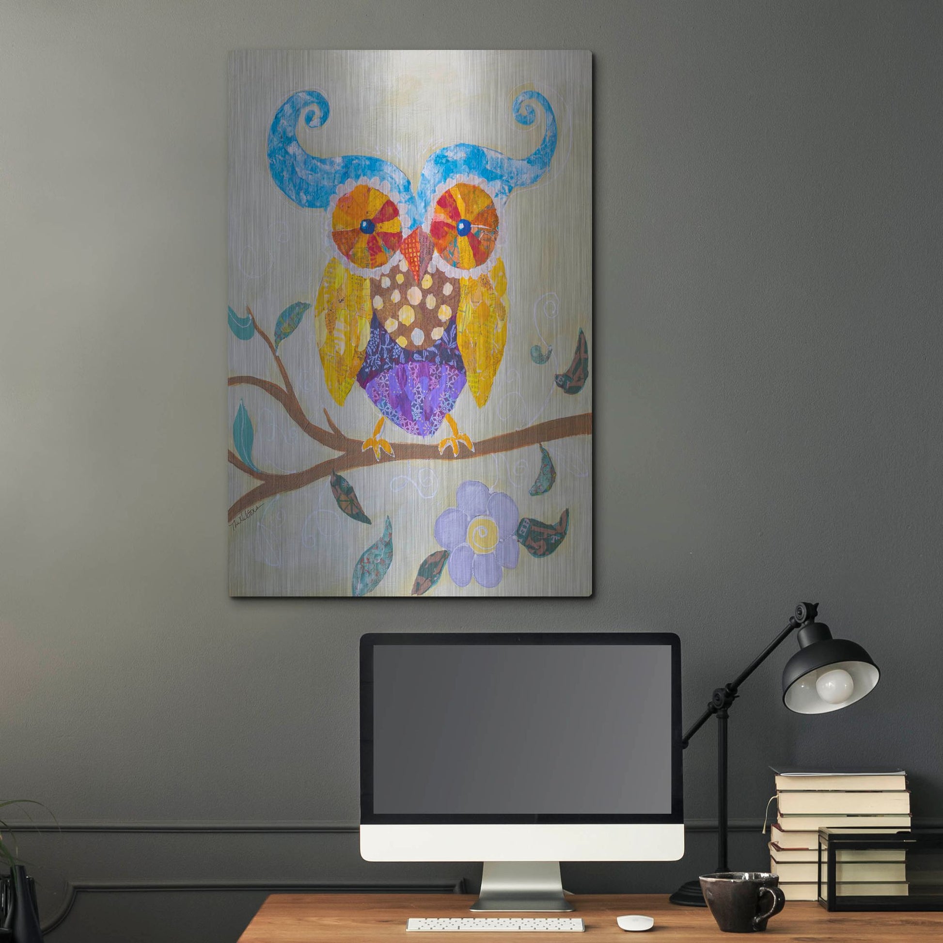 Luxe Metal Art 'Owl Always Love You' by St. Hilaire Elizabeth, Metal Wall Art,24x36