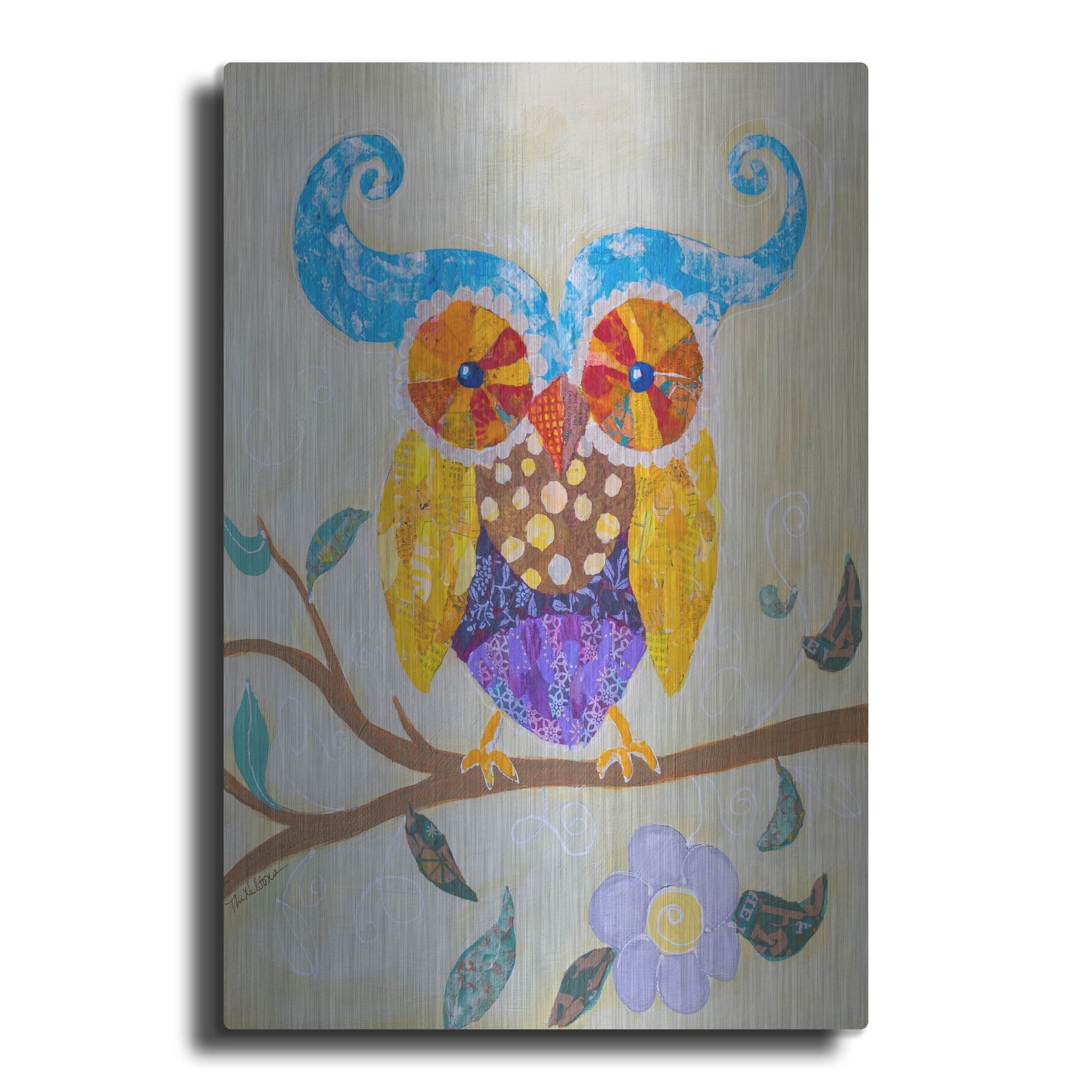 Luxe Metal Art 'Owl Always Love You' by St. Hilaire Elizabeth, Metal Wall Art