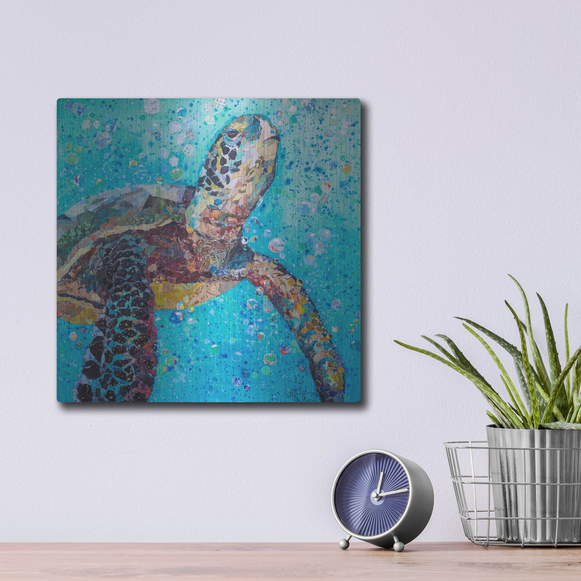 Luxe Metal Art 'Water Baby' by St. Hilaire Elizabeth, Metal Wall Art,12x12