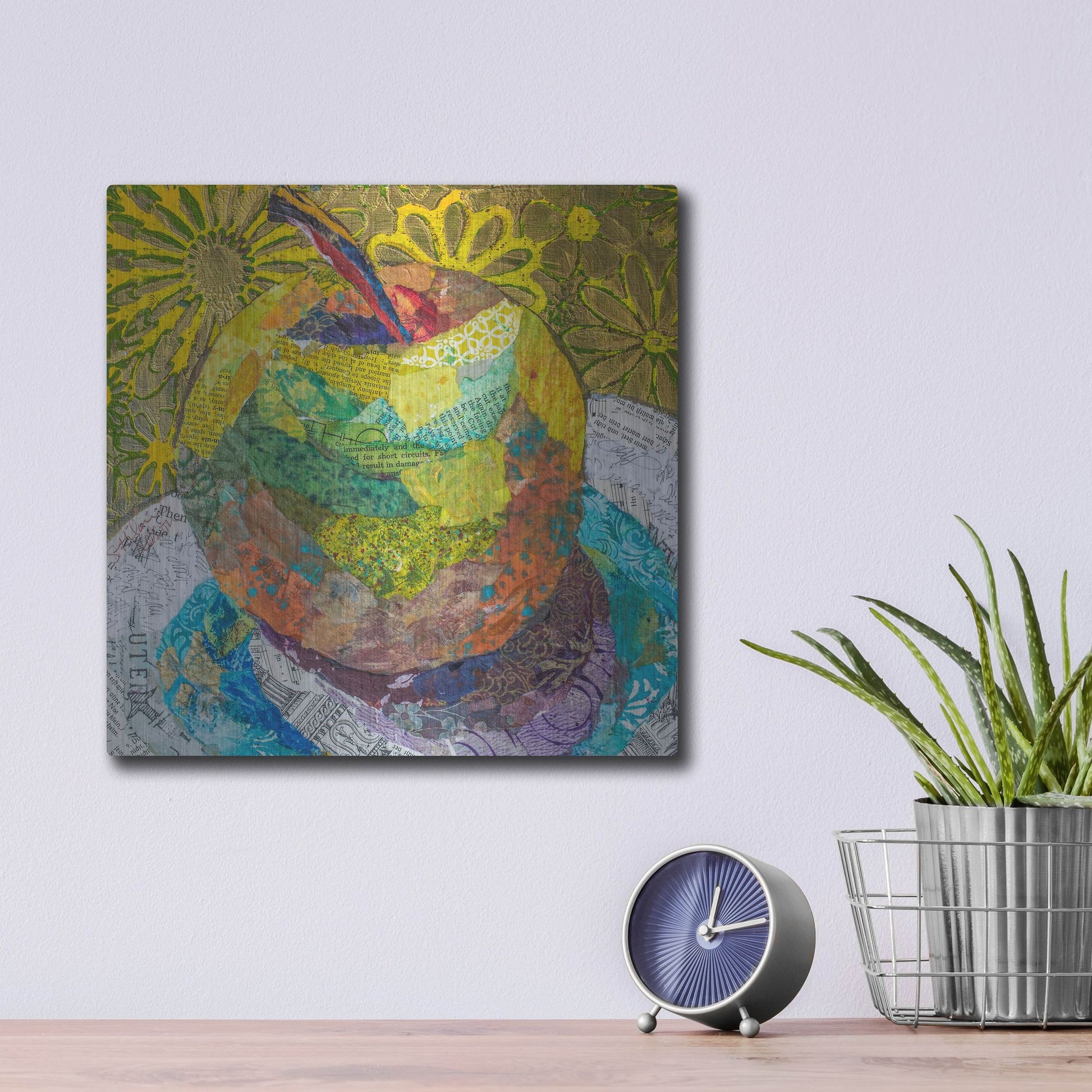 Luxe Metal Art 'Granny SMith' by St. Hilaire Elizabeth, Metal Wall Art,12x12