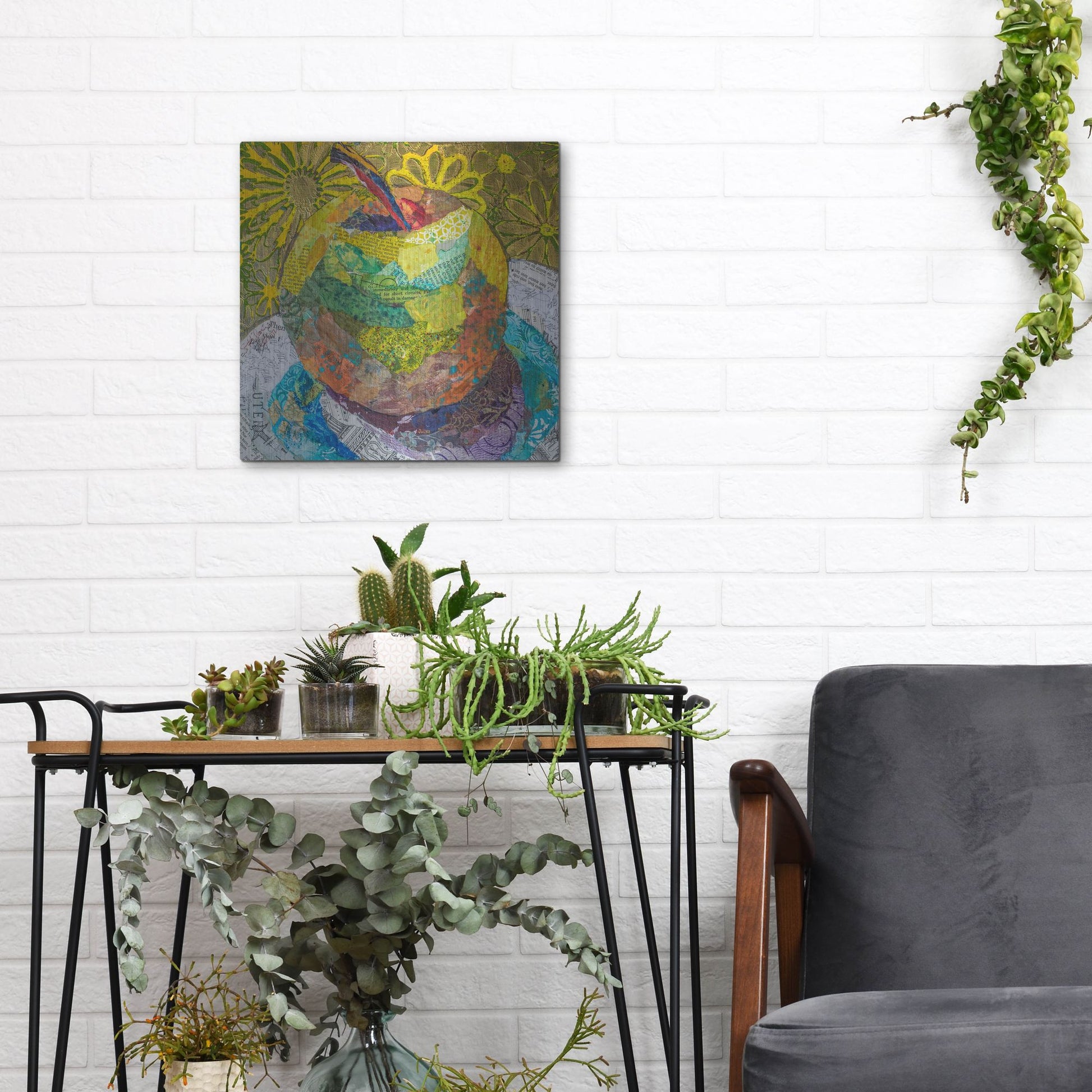 Luxe Metal Art 'Granny SMith' by St. Hilaire Elizabeth, Metal Wall Art,12x12