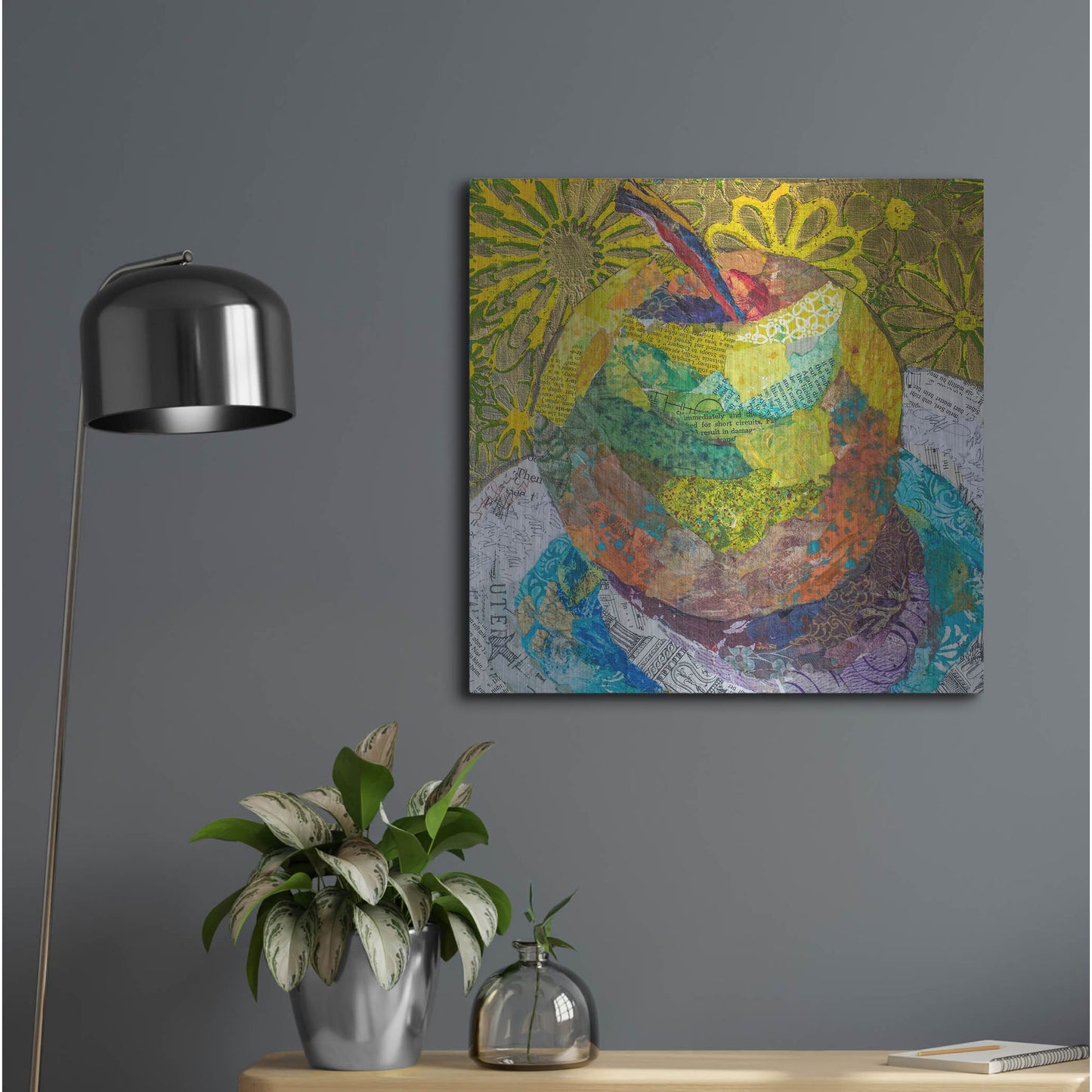 Luxe Metal Art 'Granny SMith' by St. Hilaire Elizabeth, Metal Wall Art,24x24