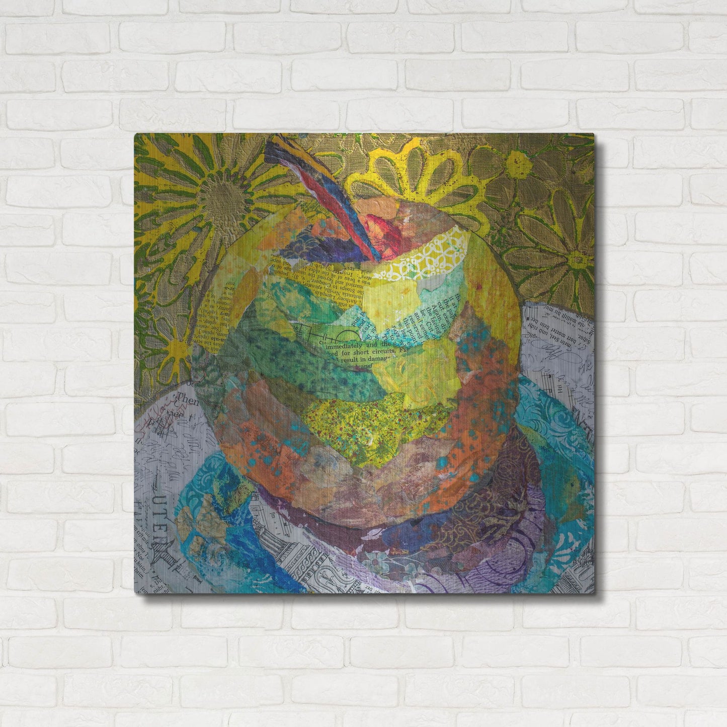 Luxe Metal Art 'Granny SMith' by St. Hilaire Elizabeth, Metal Wall Art,36x36