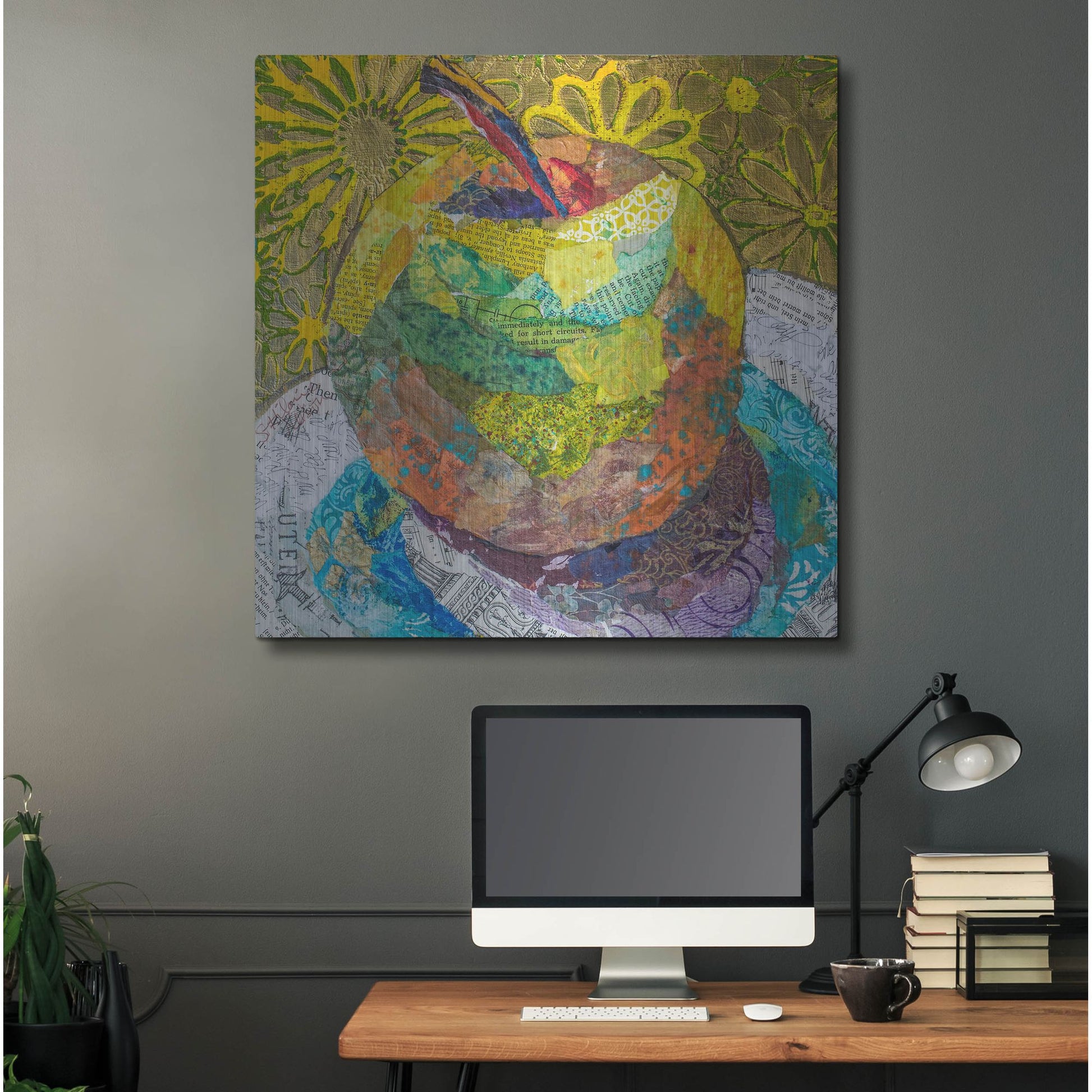 Luxe Metal Art 'Granny SMith' by St. Hilaire Elizabeth, Metal Wall Art,36x36