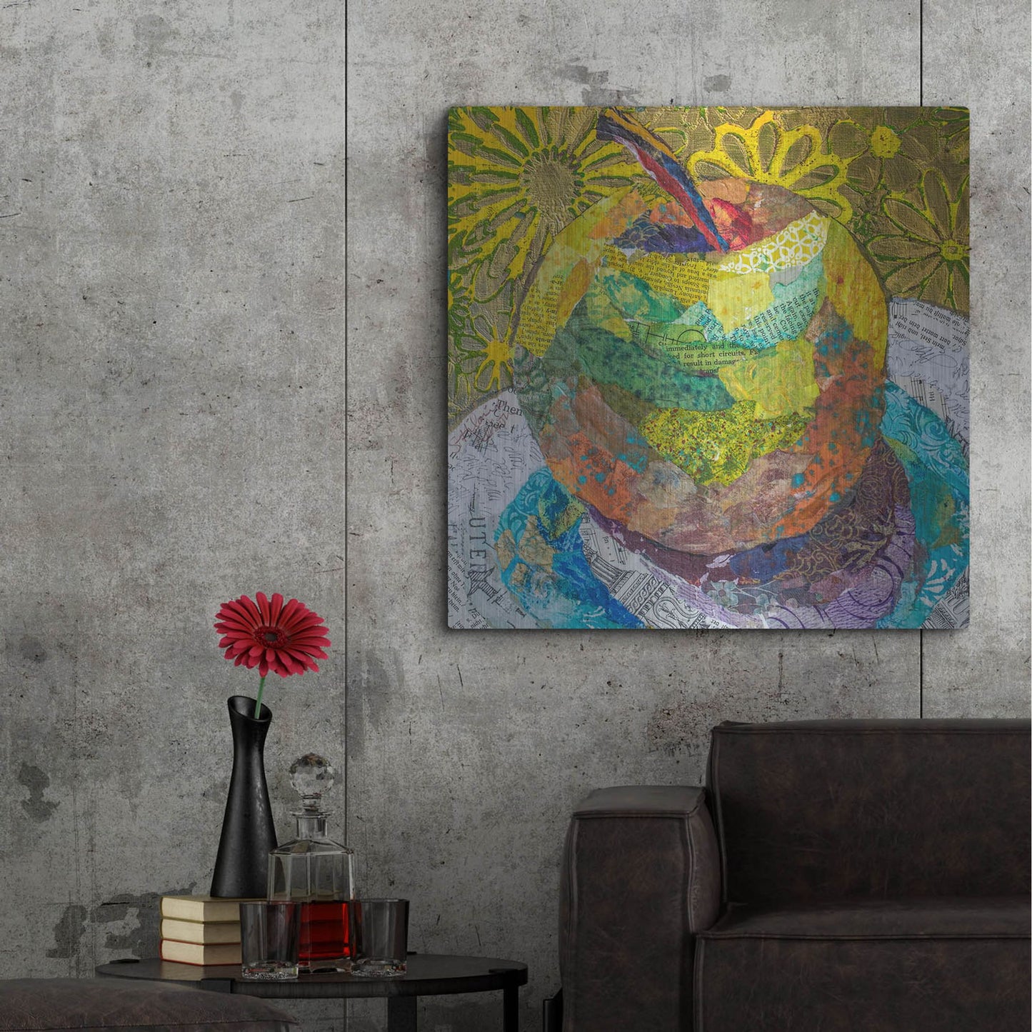 Luxe Metal Art 'Granny SMith' by St. Hilaire Elizabeth, Metal Wall Art,36x36