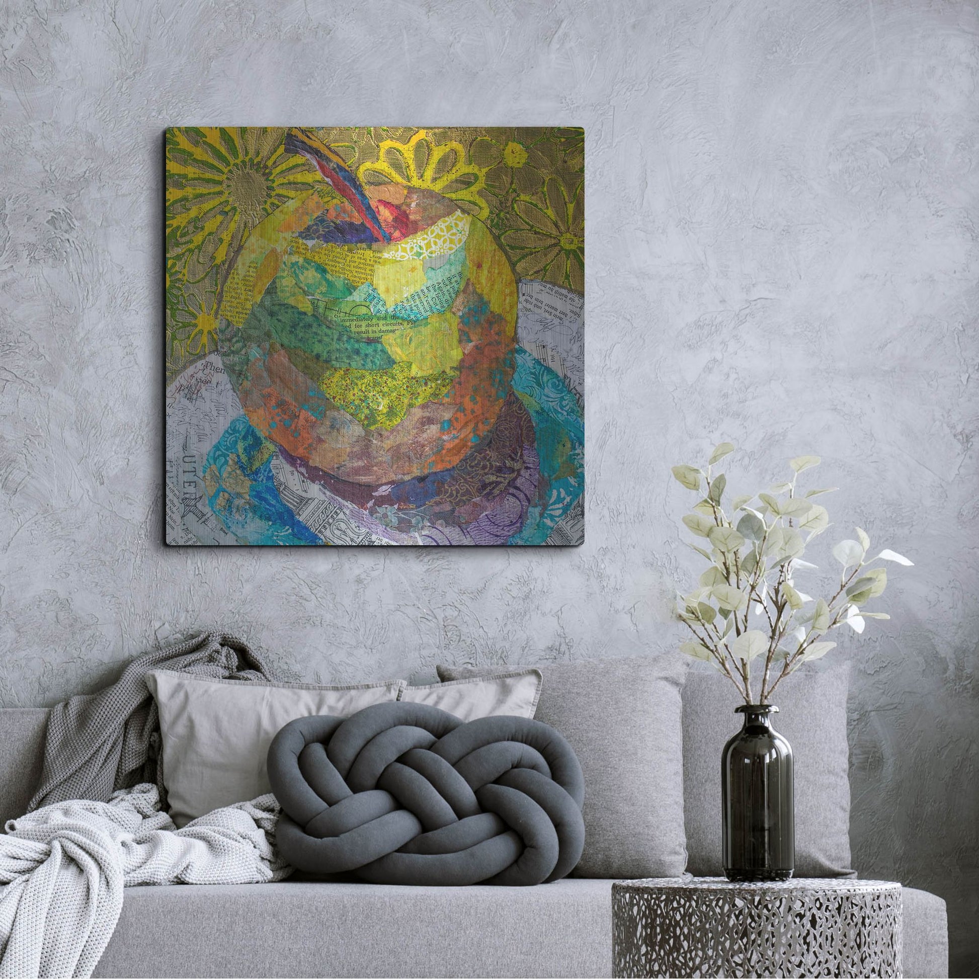 Luxe Metal Art 'Granny SMith' by St. Hilaire Elizabeth, Metal Wall Art,36x36