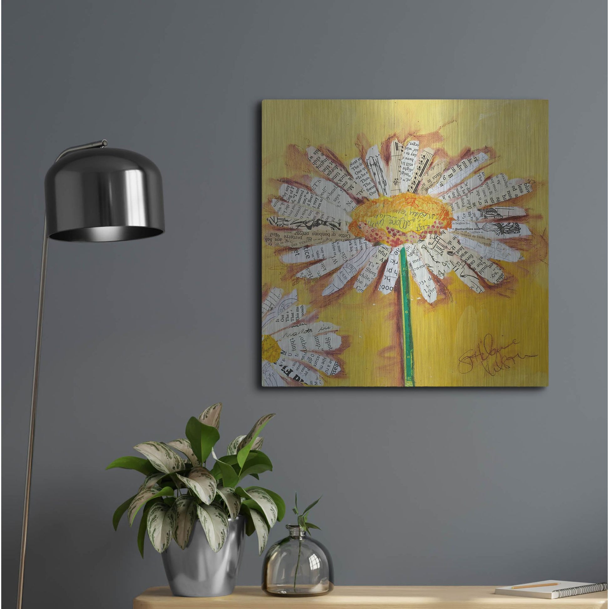 Luxe Metal Art 'He Loves Me' by St. Hilaire Elizabeth, Metal Wall Art,24x24