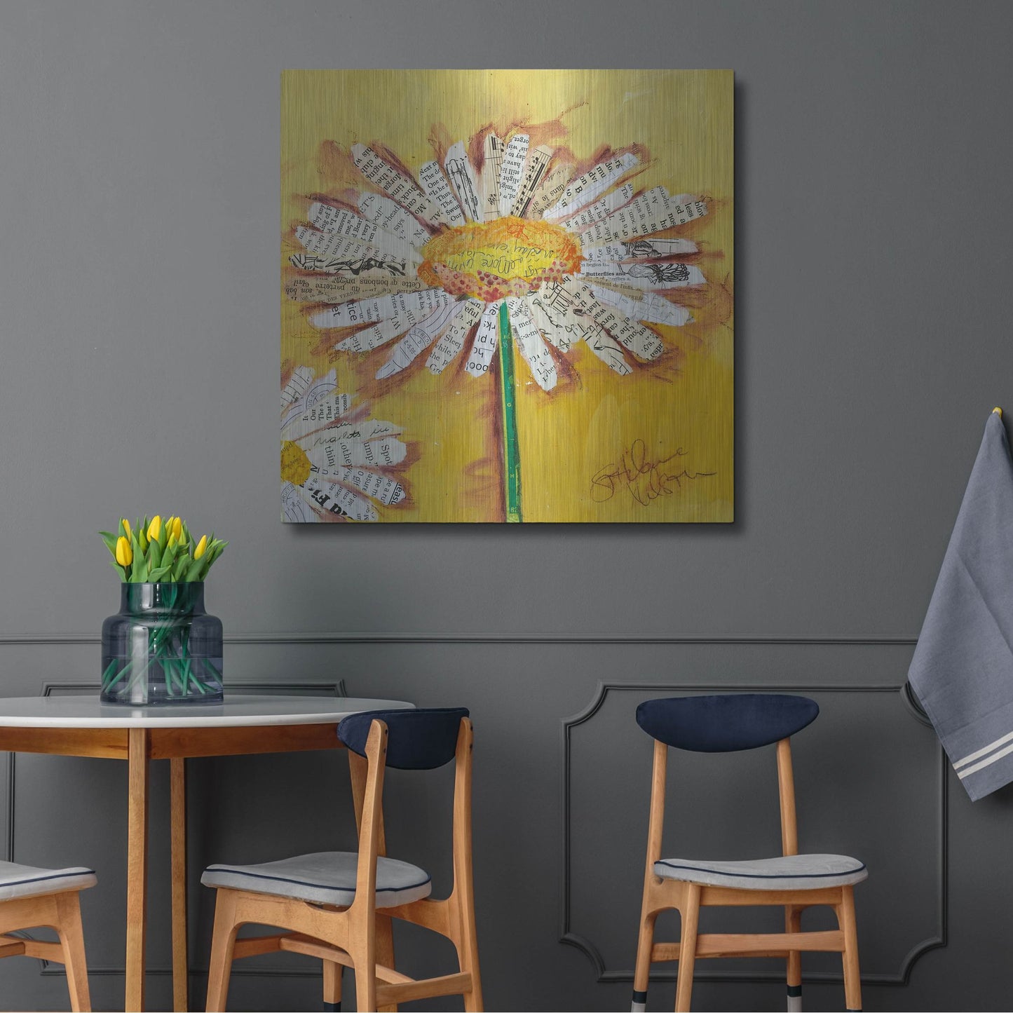 Luxe Metal Art 'He Loves Me' by St. Hilaire Elizabeth, Metal Wall Art,36x36