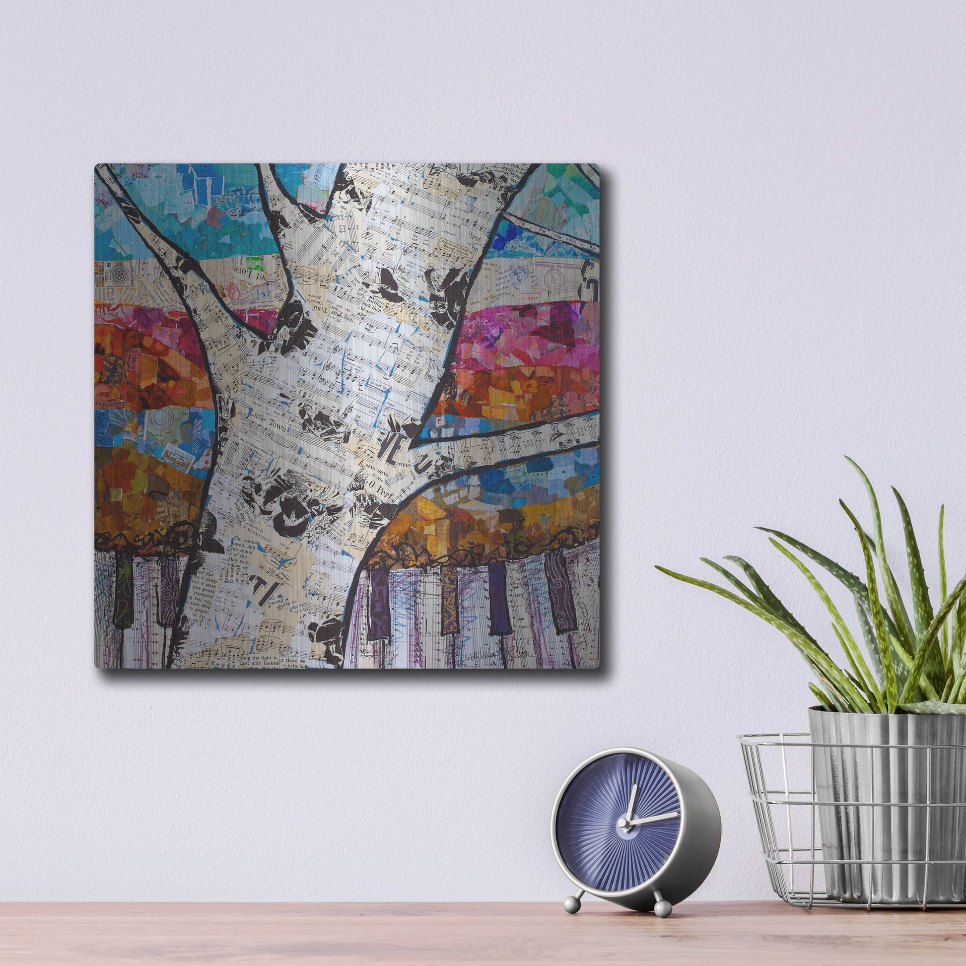 Luxe Metal Art 'Birch Keys 1' by St. Hilaire Elizabeth, Metal Wall Art,12x12