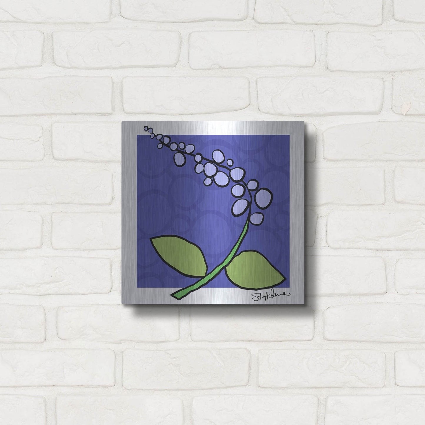 Luxe Metal Art 'Abstract Floral on Periwinkle' by St. Hilaire Elizabeth, Metal Wall Art,12x12