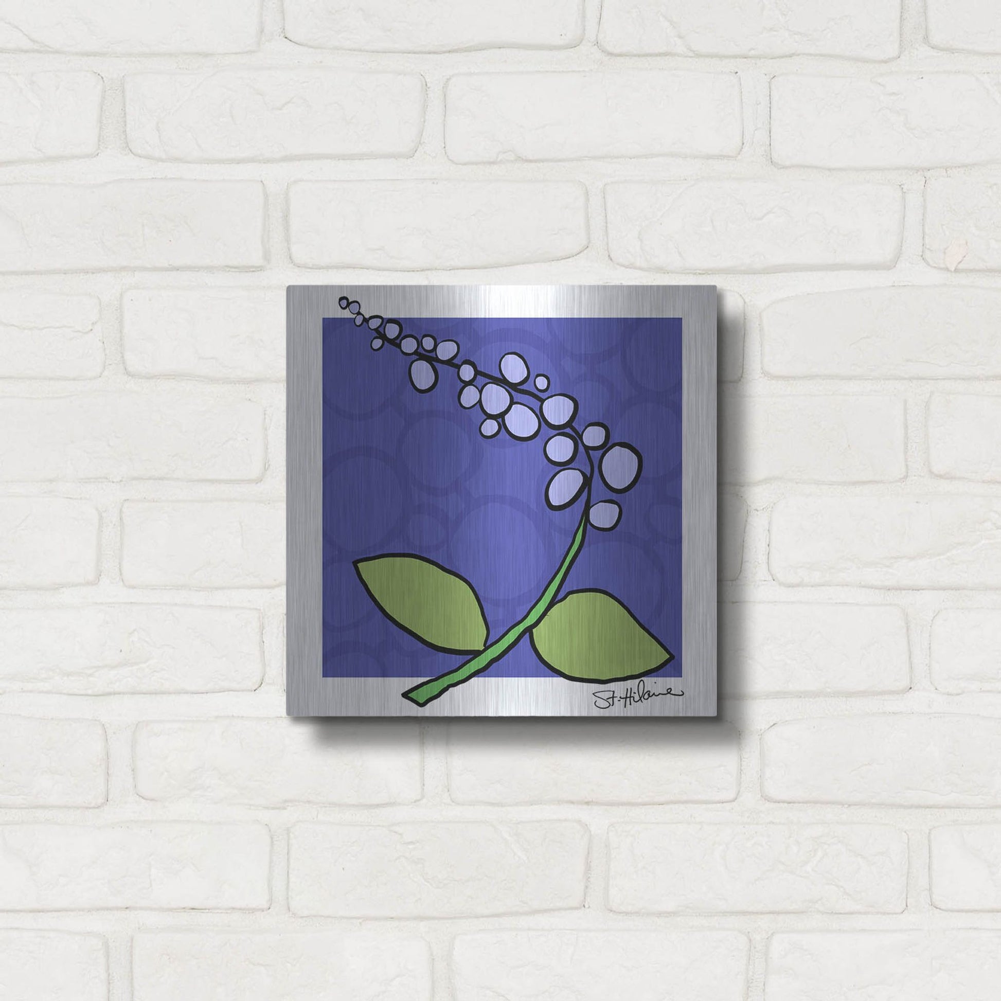 Luxe Metal Art 'Abstract Floral on Periwinkle' by St. Hilaire Elizabeth, Metal Wall Art,12x12