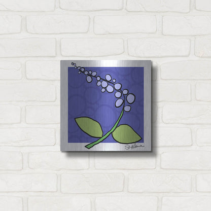 Luxe Metal Art 'Abstract Floral on Periwinkle' by St. Hilaire Elizabeth, Metal Wall Art,12x12