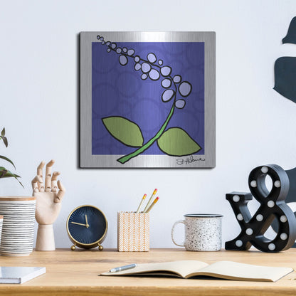 Luxe Metal Art 'Abstract Floral on Periwinkle' by St. Hilaire Elizabeth, Metal Wall Art,12x12