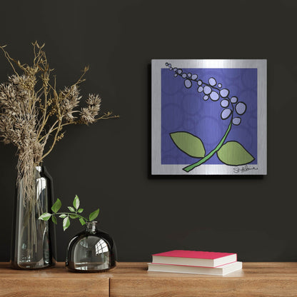 Luxe Metal Art 'Abstract Floral on Periwinkle' by St. Hilaire Elizabeth, Metal Wall Art,12x12