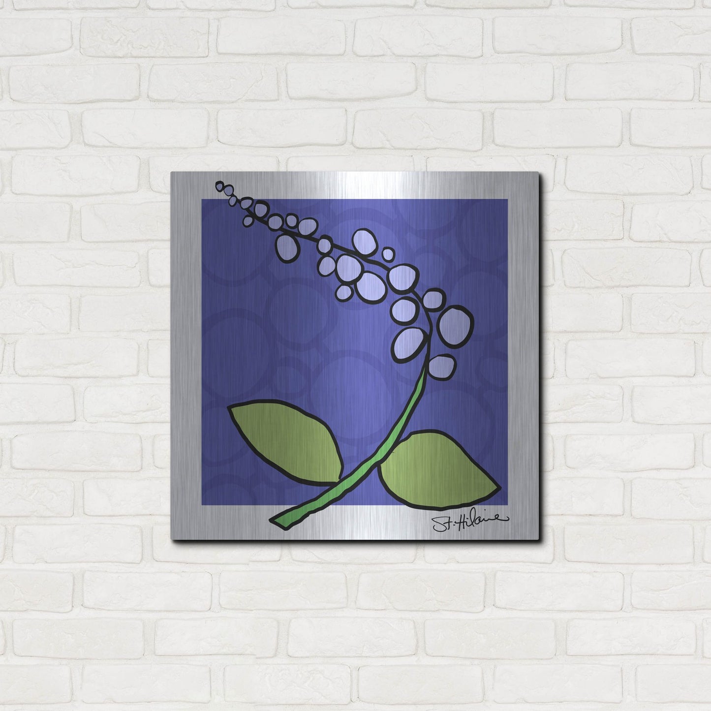 Luxe Metal Art 'Abstract Floral on Periwinkle' by St. Hilaire Elizabeth, Metal Wall Art,24x24