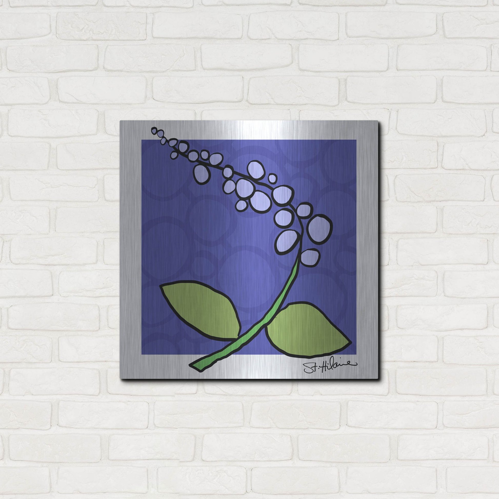 Luxe Metal Art 'Abstract Floral on Periwinkle' by St. Hilaire Elizabeth, Metal Wall Art,24x24