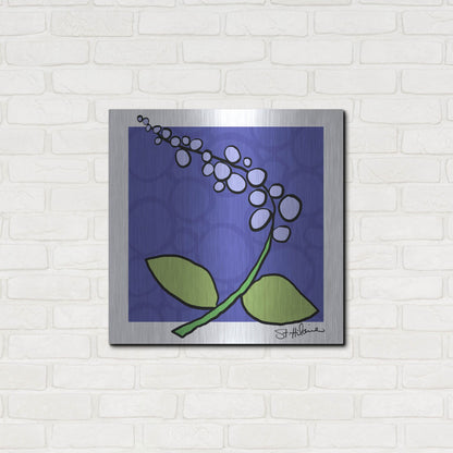 Luxe Metal Art 'Abstract Floral on Periwinkle' by St. Hilaire Elizabeth, Metal Wall Art,24x24