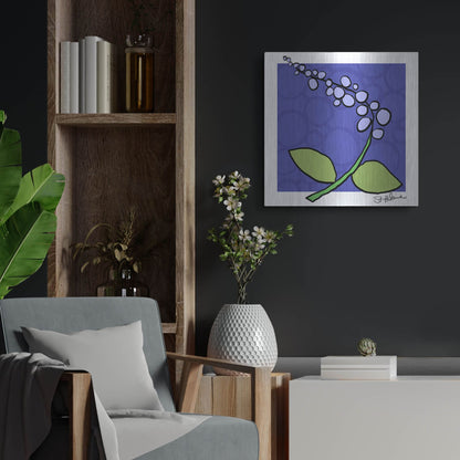 Luxe Metal Art 'Abstract Floral on Periwinkle' by St. Hilaire Elizabeth, Metal Wall Art,24x24