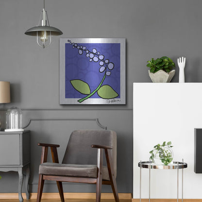 Luxe Metal Art 'Abstract Floral on Periwinkle' by St. Hilaire Elizabeth, Metal Wall Art,24x24