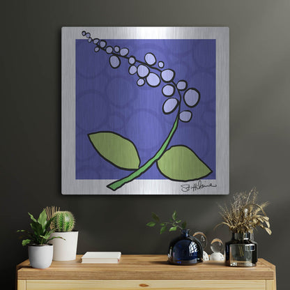 Luxe Metal Art 'Abstract Floral on Periwinkle' by St. Hilaire Elizabeth, Metal Wall Art,24x24