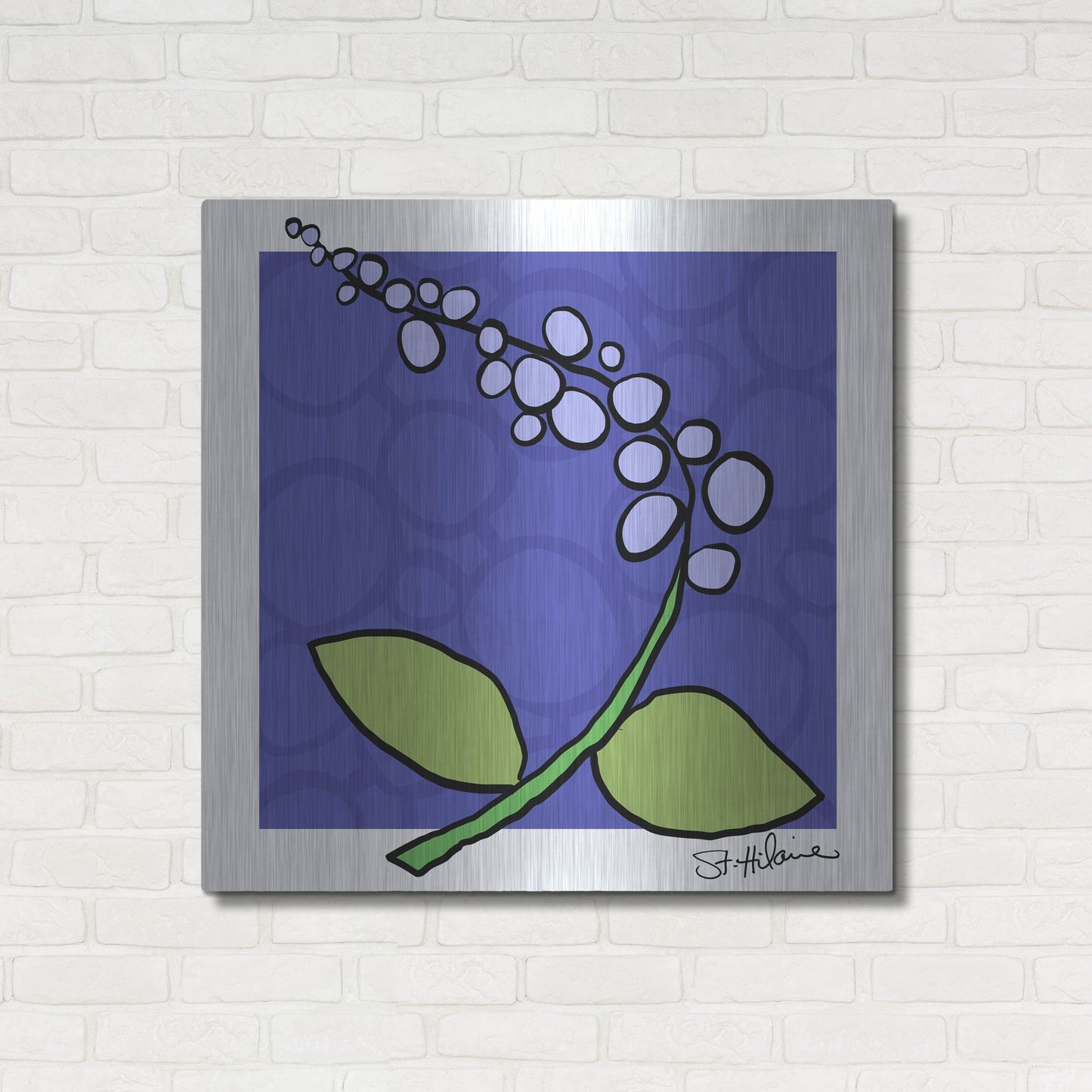 Luxe Metal Art 'Abstract Floral on Periwinkle' by St. Hilaire Elizabeth, Metal Wall Art,36x36