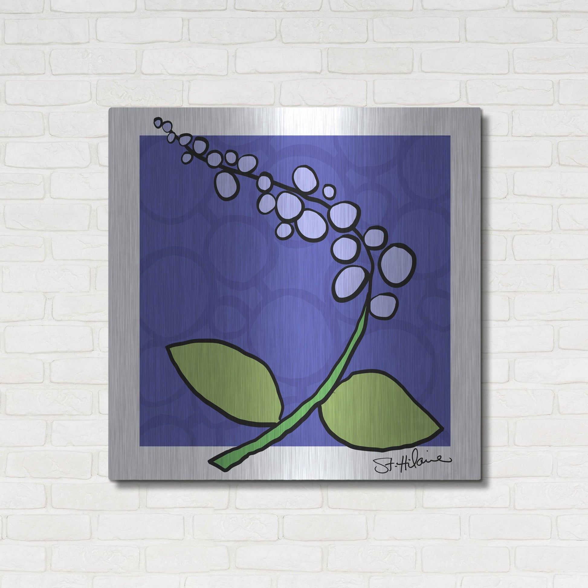 Luxe Metal Art 'Abstract Floral on Periwinkle' by St. Hilaire Elizabeth, Metal Wall Art,36x36