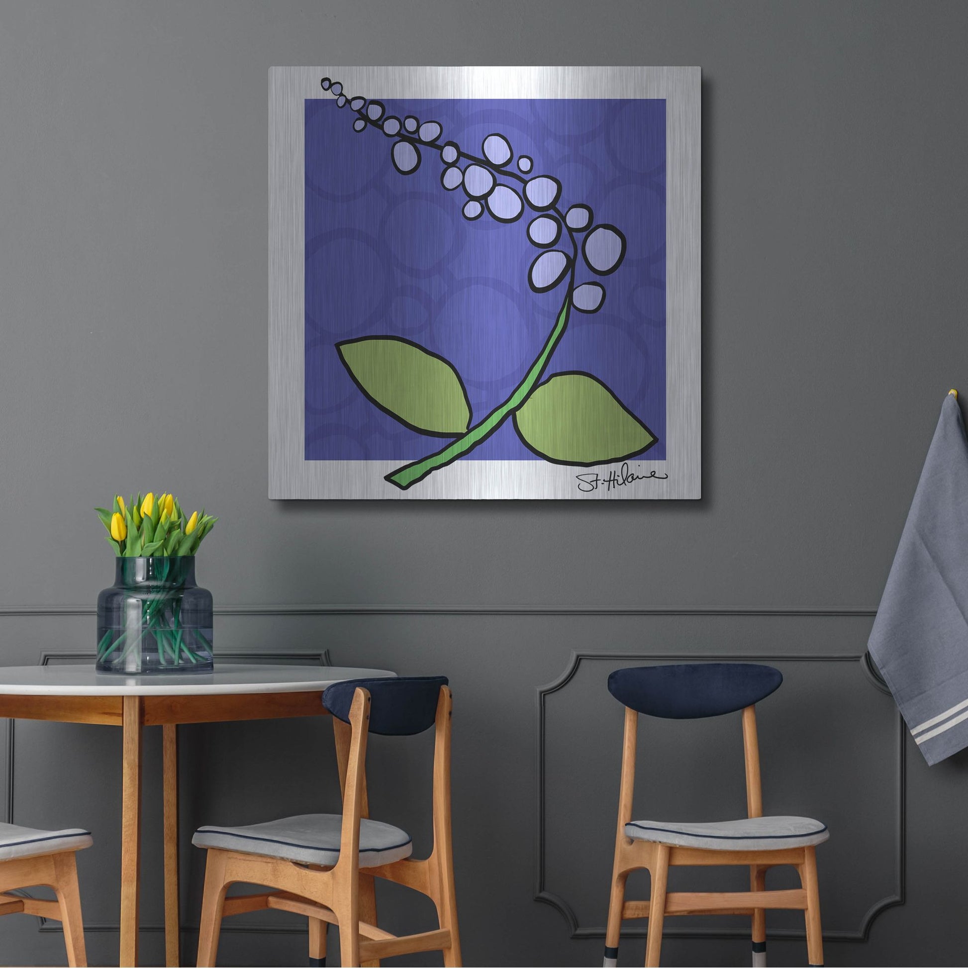Luxe Metal Art 'Abstract Floral on Periwinkle' by St. Hilaire Elizabeth, Metal Wall Art,36x36