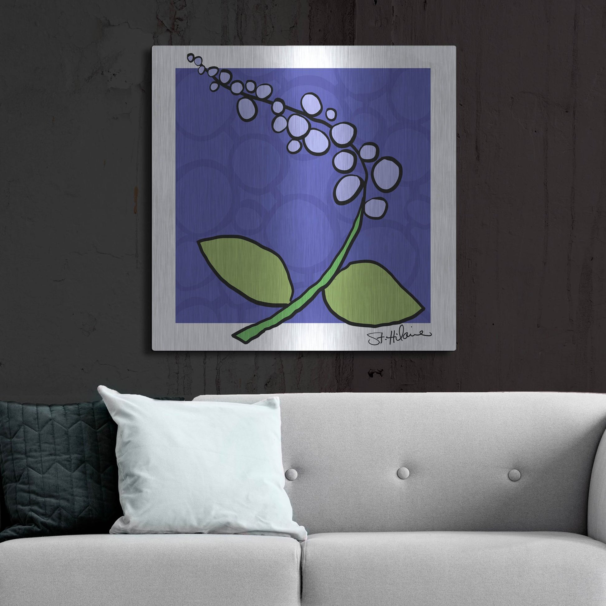 Luxe Metal Art 'Abstract Floral on Periwinkle' by St. Hilaire Elizabeth, Metal Wall Art,36x36